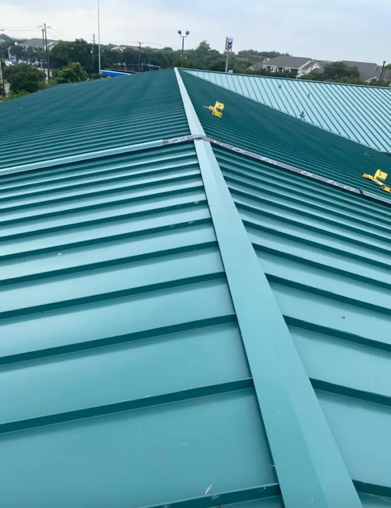 Green commercial metal roof ridge and valley for Metal Roof Repair in Gurnee